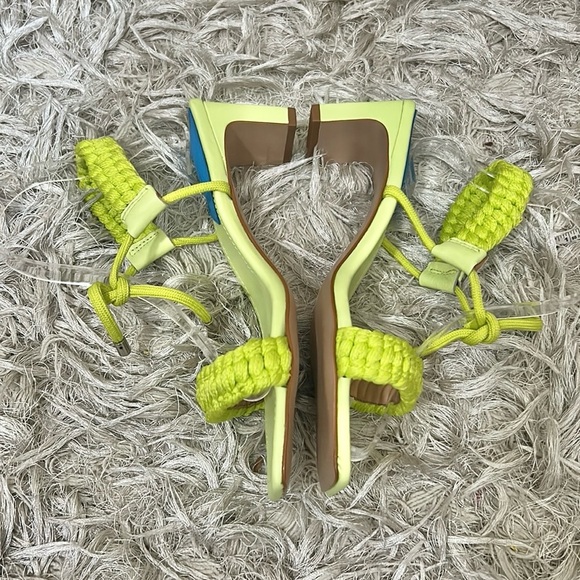 NWOB SCHUTZ Blair Leather Braided Square Toe Mid-Heel Sandals Green Fresh Sz 7 - Picture 8 of 11